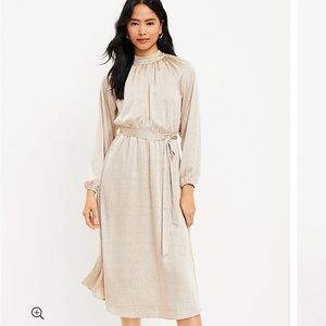 High neck polka dot midi